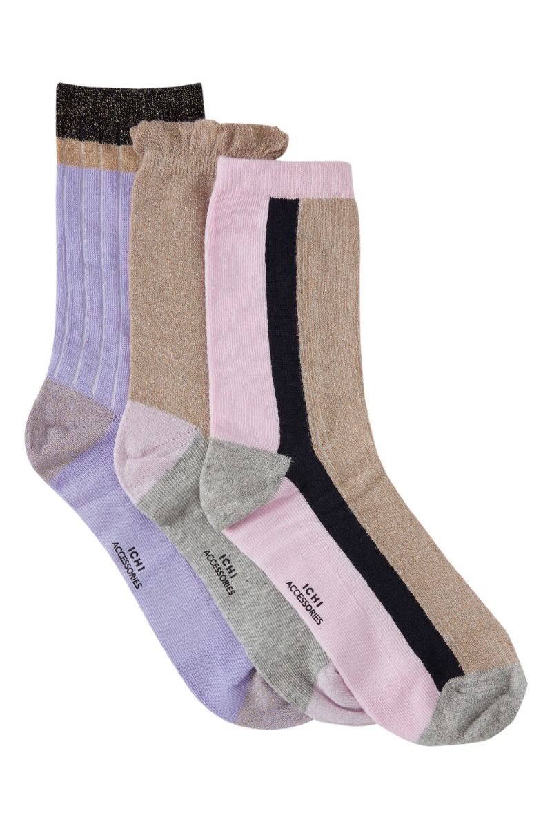 Ichi - Strømper - IA Dorit Socks Box 3 PACK - Purple Mix