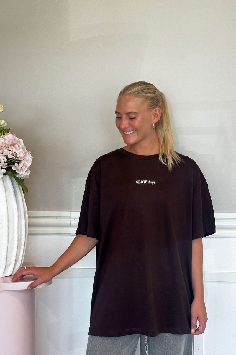 Ichi - T-shirt - Kamille Oversize Ss - Coffee Bean/Cloud Dancer