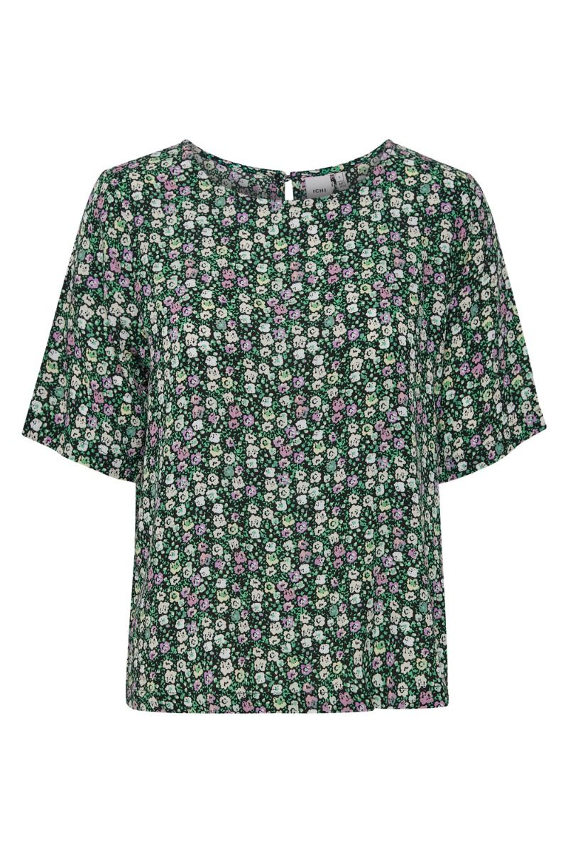 Ichi - T-shirt - Marrakech AOP SS7 - Multicolor/Holly Green