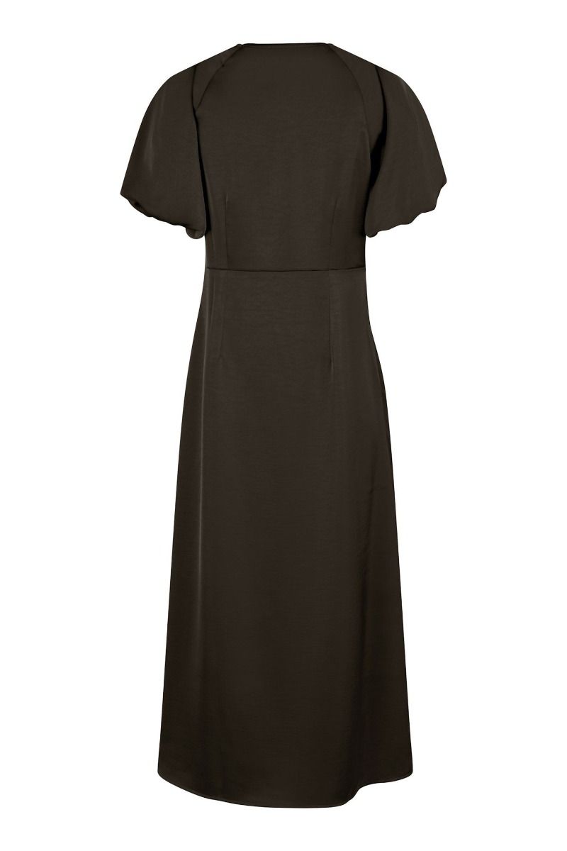 Neo Noir - Kjole - Illana Heavy Sateen Dress - Dark brown