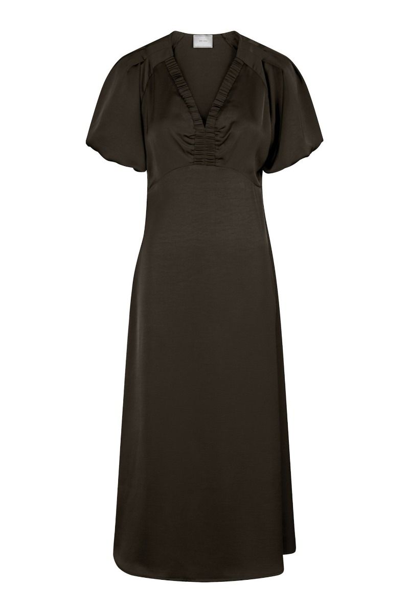 Neo Noir - Kjole - Illana Heavy Sateen Dress - Dark brown
