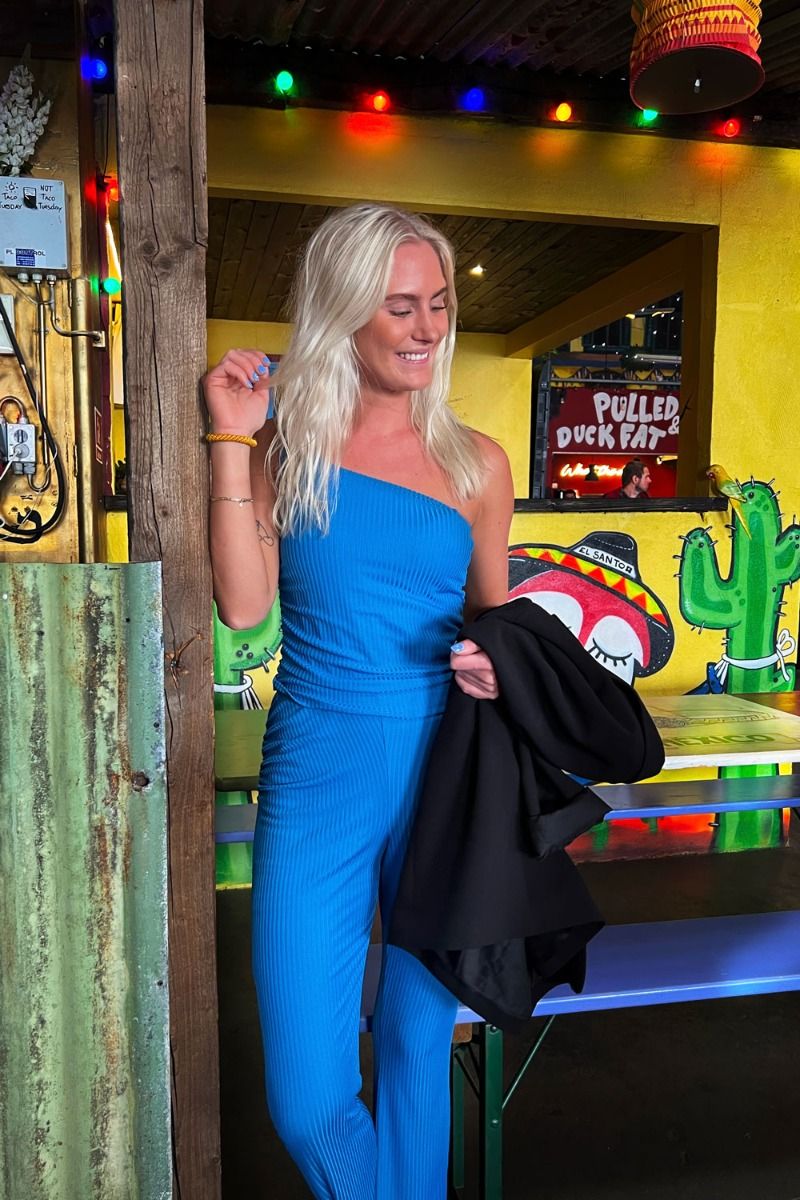 Pieces - Top - PC Arianna One Shoulder - Ibiza Blue