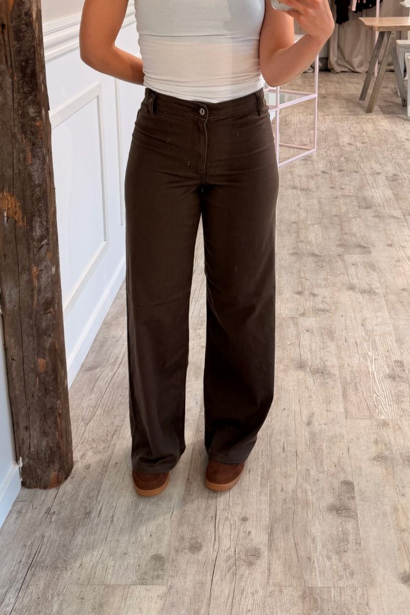 JDY - Bukser - Iris HW Wide Pant - Coffee Bean
