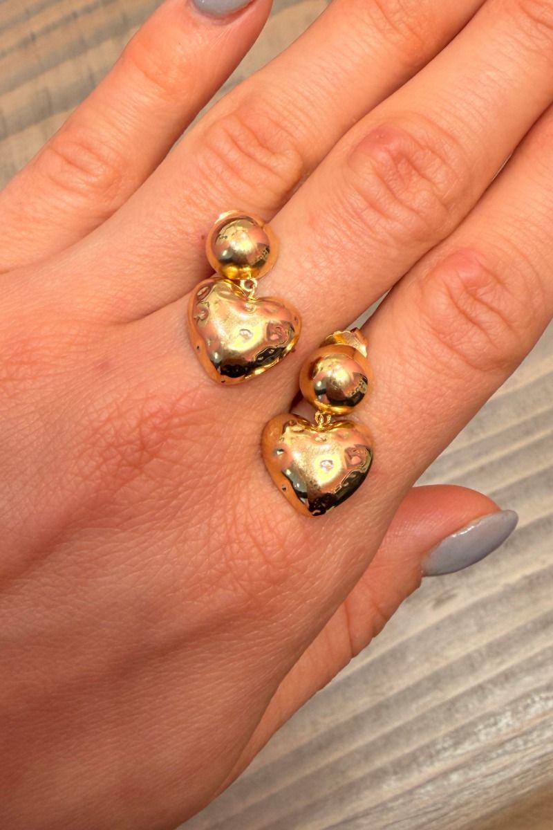 Enamel - Øreringe - Earrings, Poma Heart - Gold