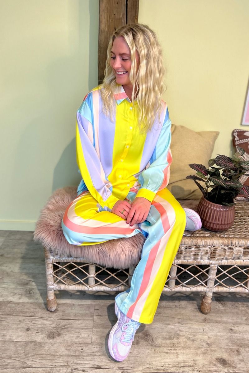 Pieces - Skjorte - PC Daisi LS - Bluefish Multi