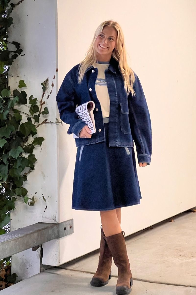 Mads Nørgaard - Jakke - Luke Denim Solar Jacket Block - Mid Blue Denim