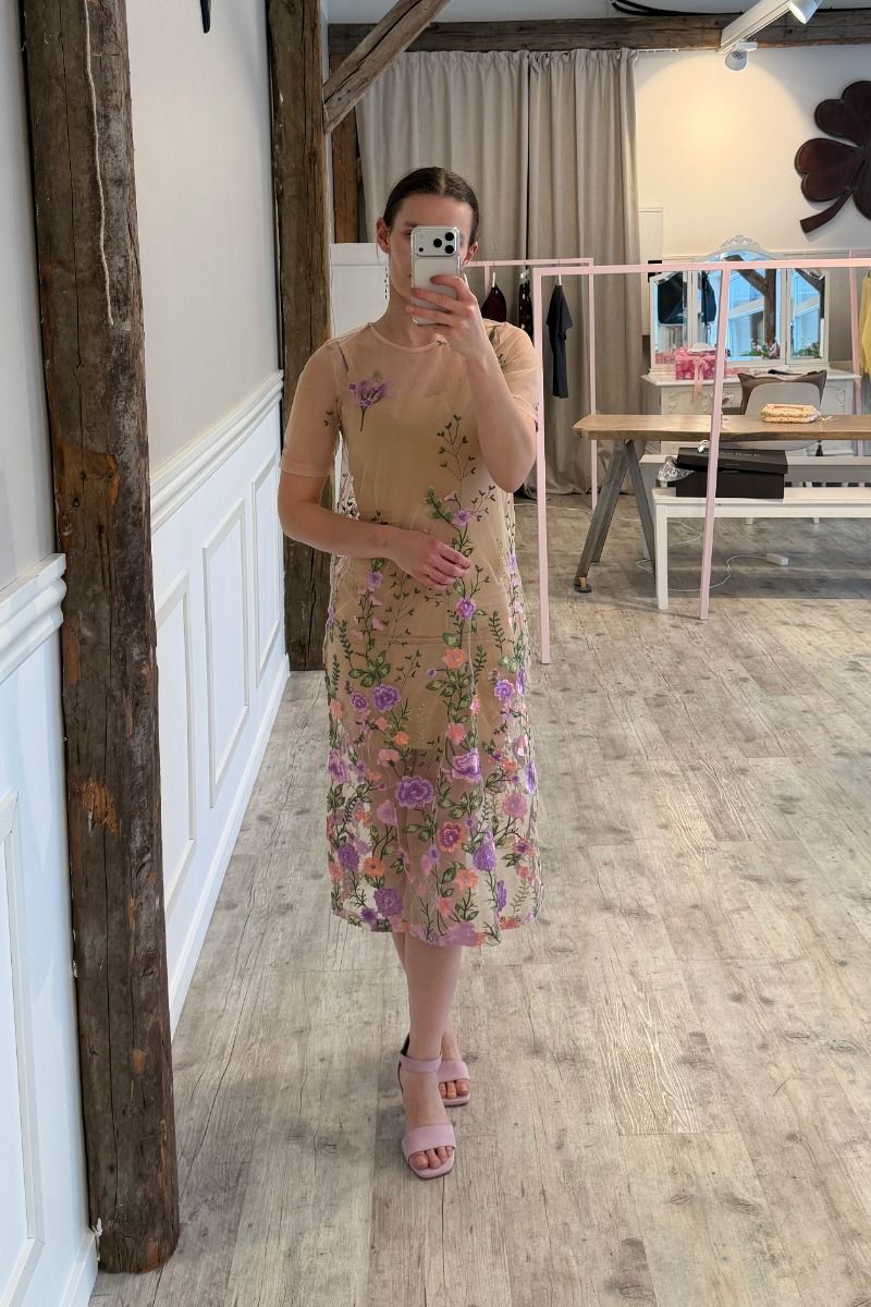 A-View - Kjole - Fuschia Midi Dress - Green/Purple