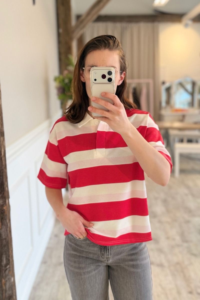 Pieces - Polo - Gippy Ss Polo Sweat - Cloud Dancer Cradle pink/Red