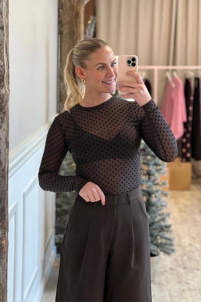Continue - Bluse - Annie Mesh Dott - Brown