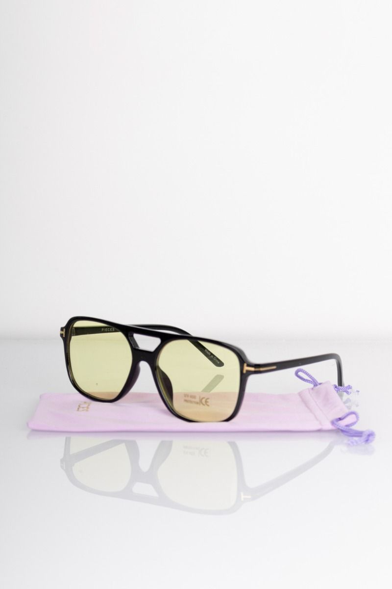 Pieces - Solbriller - PC Melanie Sunglasses - Black/Yellow