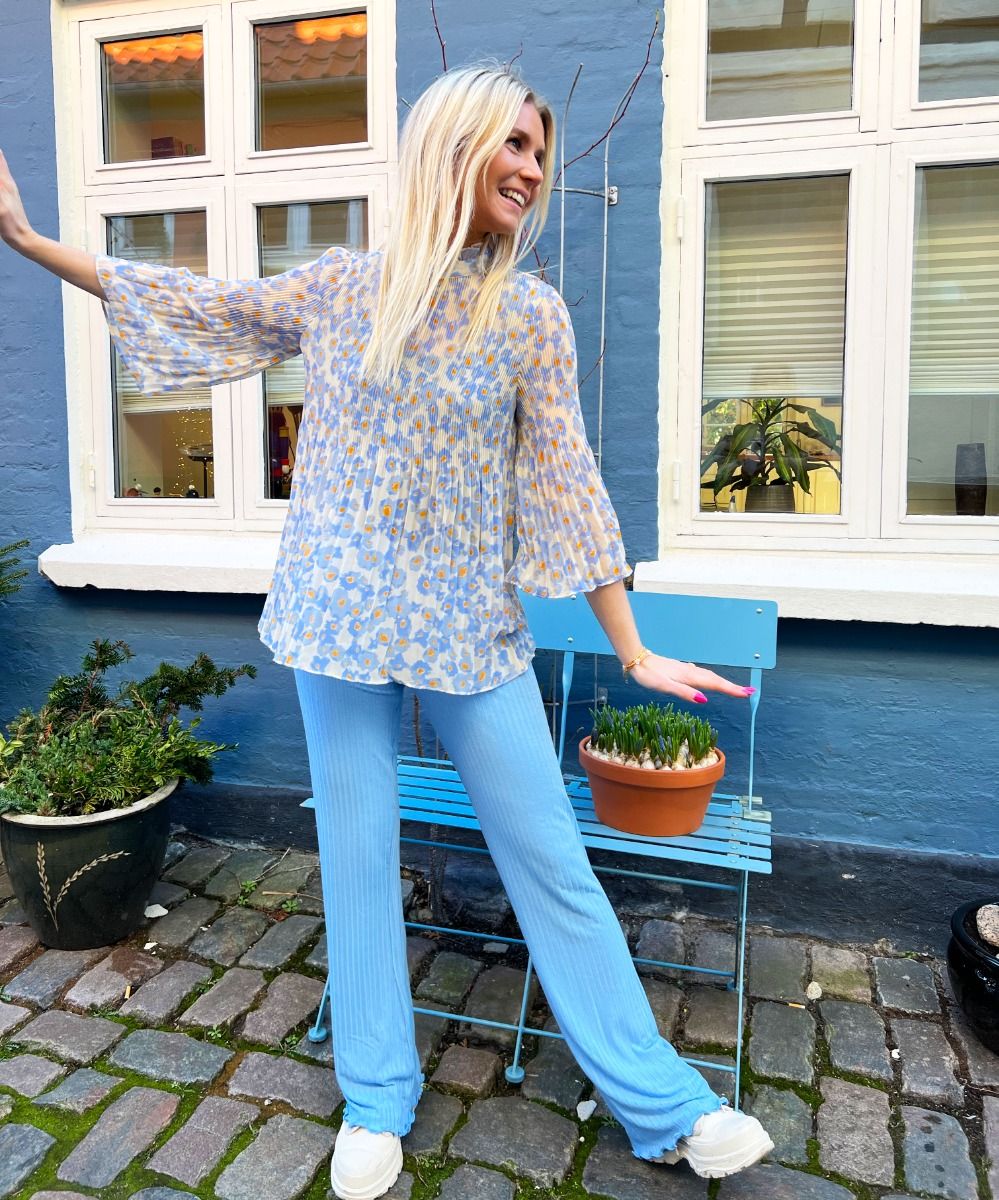 Modström - Bluse - Oyster Print Top - Aqua Flower