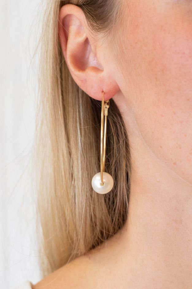 Lucky Lemon - Øreringe - Freya Pearl Hoops - Guldfarvet