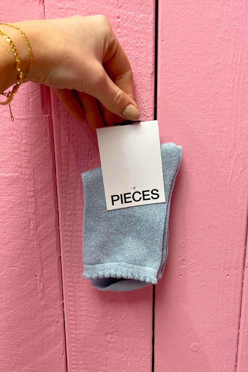 Pieces - Strømper - PC Sebby Glitter Long 1 Pack Socks - Kentucky Blue