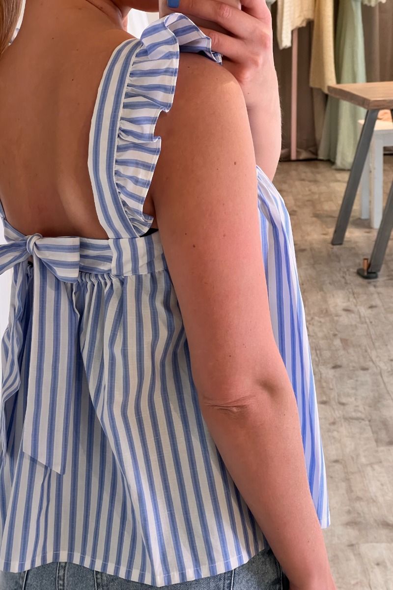 Continue - Top - Lulu Bow - Small Blue Stripe