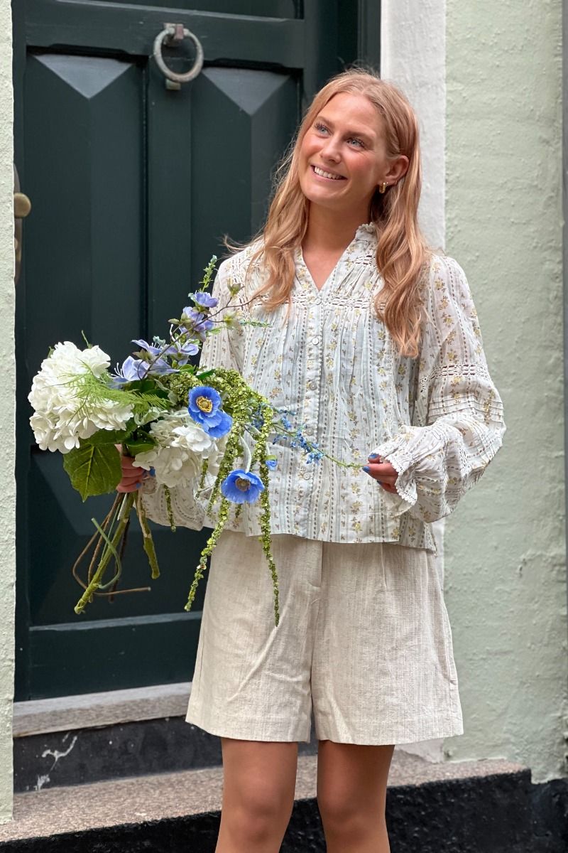 Neo Noir - Bluse - Lyla Soft Border Blouse - Dusty Yellow