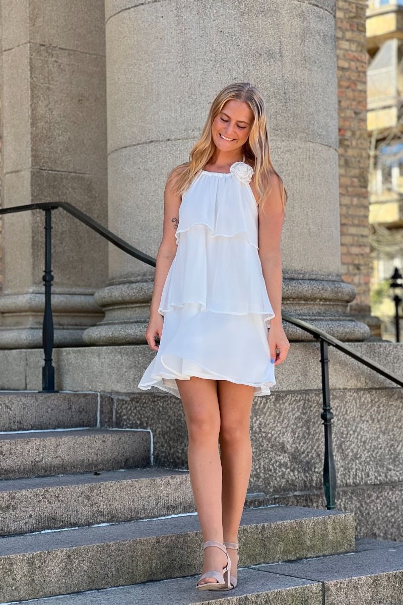 Pieces - Kjole - Clara Sl Short Layred Dress - Bright White