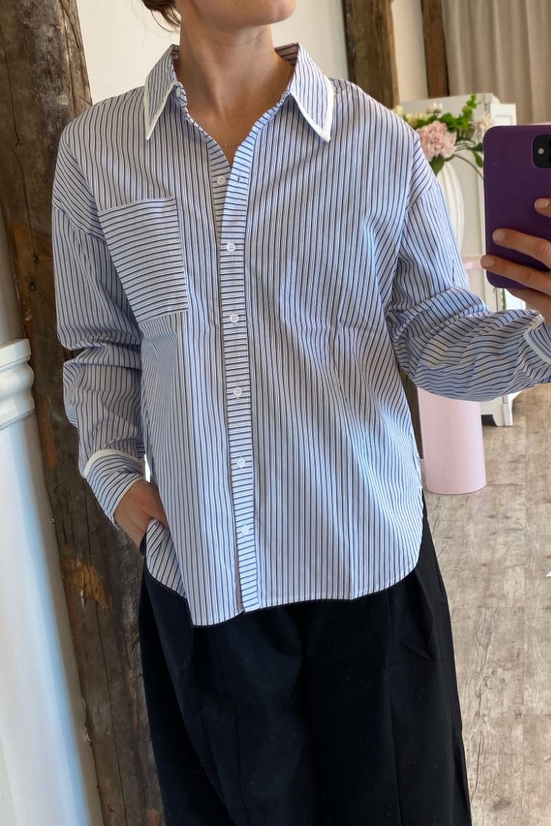 Ichi - Skjorte - Jenna SH - Cloud Dancer w blue strip