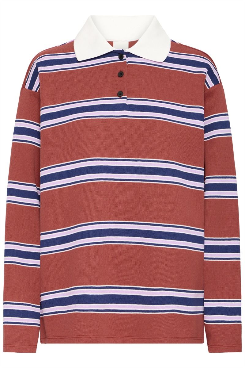 Ichi - Bluse - Ophia Polo LS - Cowhide/Total Eclipse