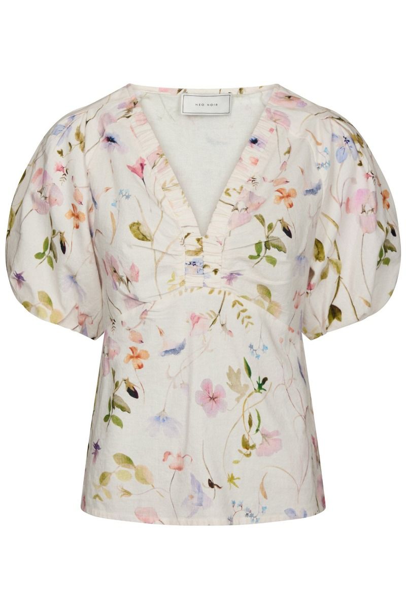 Neo Noir - Top - Irina Flower Blouse - Off White (Levering midt april)
