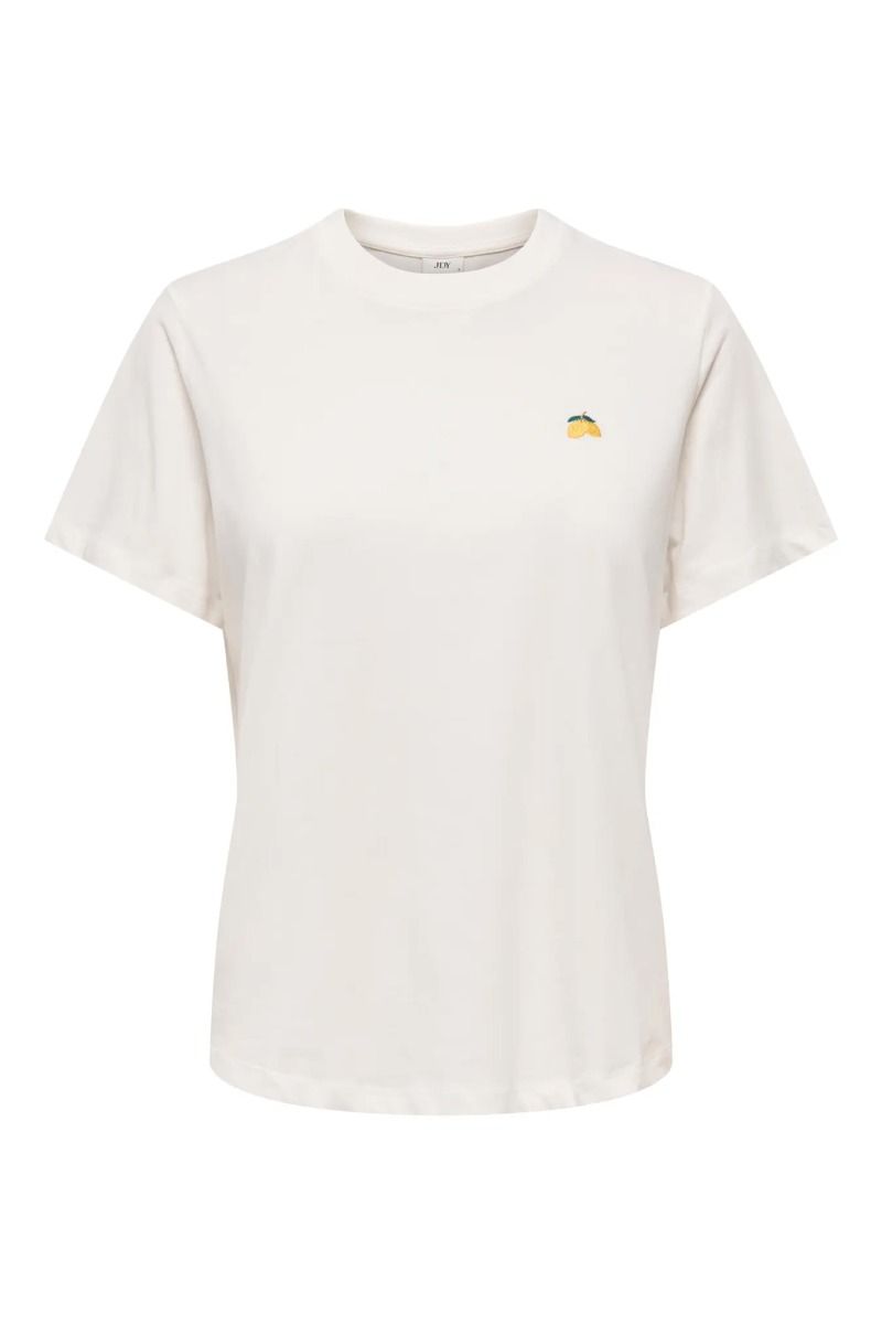 JDY - T-shirt - Pisa S/S Print Top - Cloud Dancer/Lemon