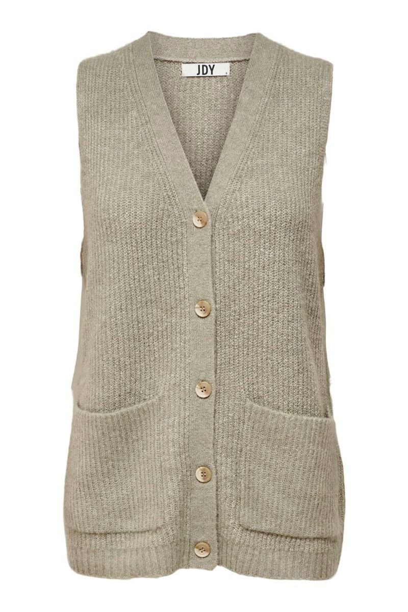 JDY - Vest - Hudson Life SL Button Vest - Abbey Stone