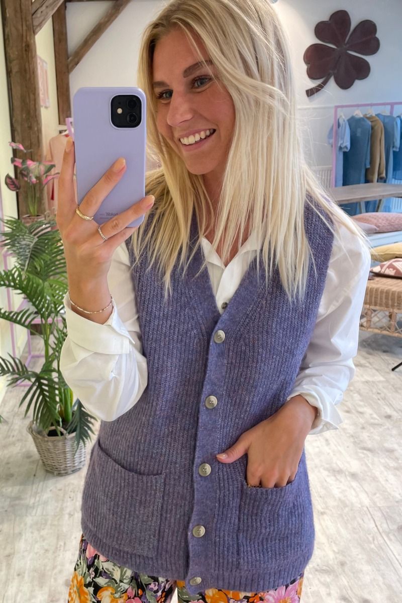 JDY - Vest - Hudson Life SL Button Vest - Twilight Purple