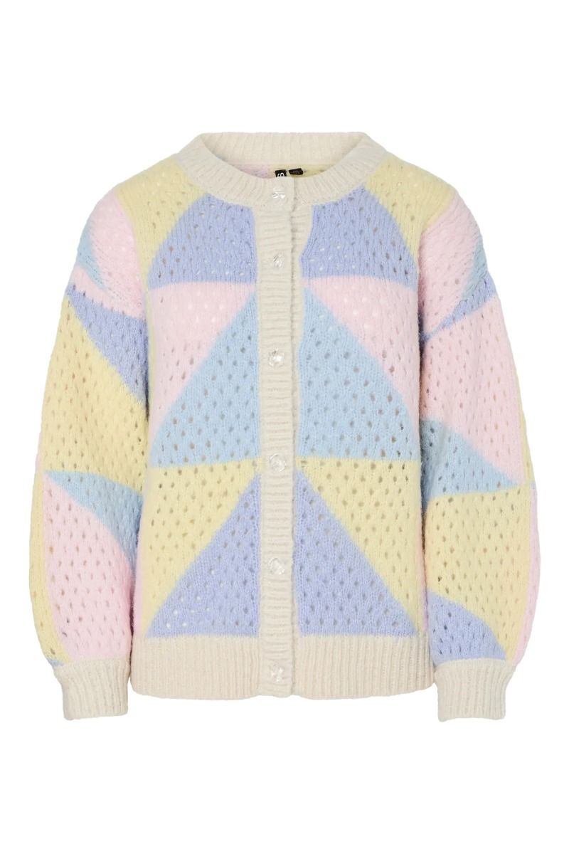 Pieces - Cardigan - Janel LS O-Neck Knit Cardigan - Birch Frenchvanilla/pinkaboo/cashmereblue/babylavender