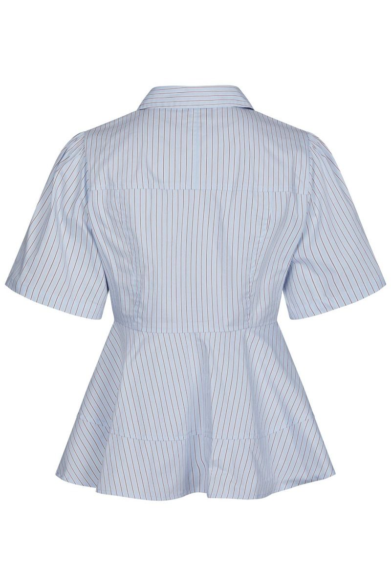 Neo Noir - Bluse - Janelle Stripe Shirt - Blue/Brown Stripe
