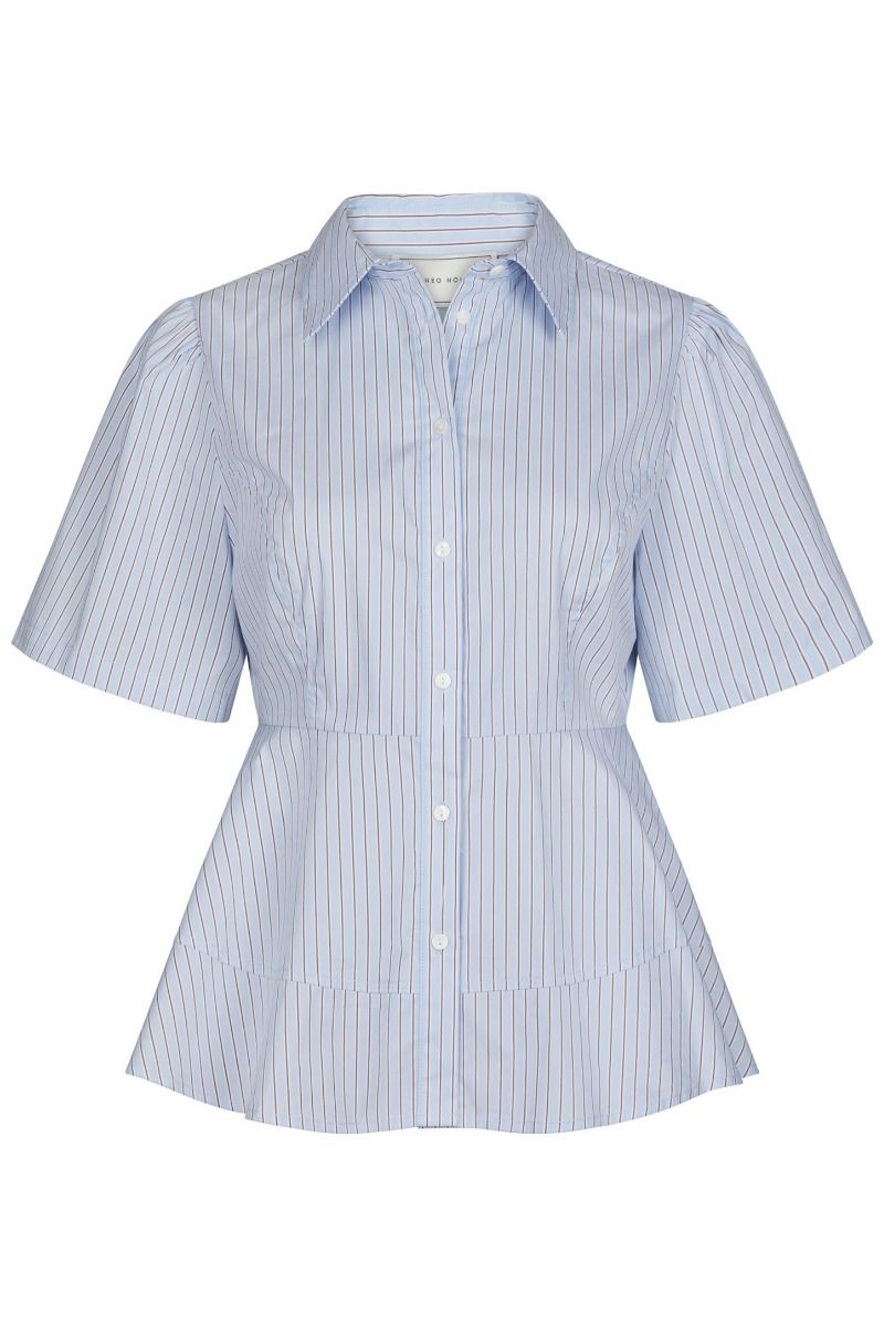 Neo Noir - Bluse - Janelle Stripe Shirt - Blue/Brown Stripe