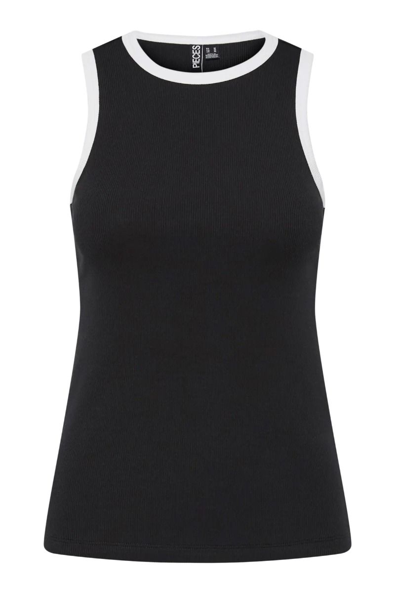 Pieces - Top - May Boxer Tank Top - Black/White Contrast