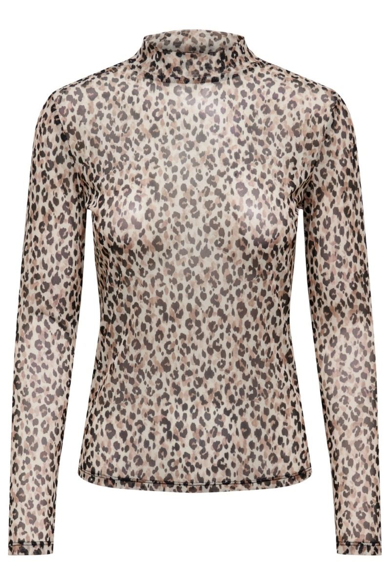 JDY - Bluse - JDY Elsa L/S Highneck Mesh Top - Angora