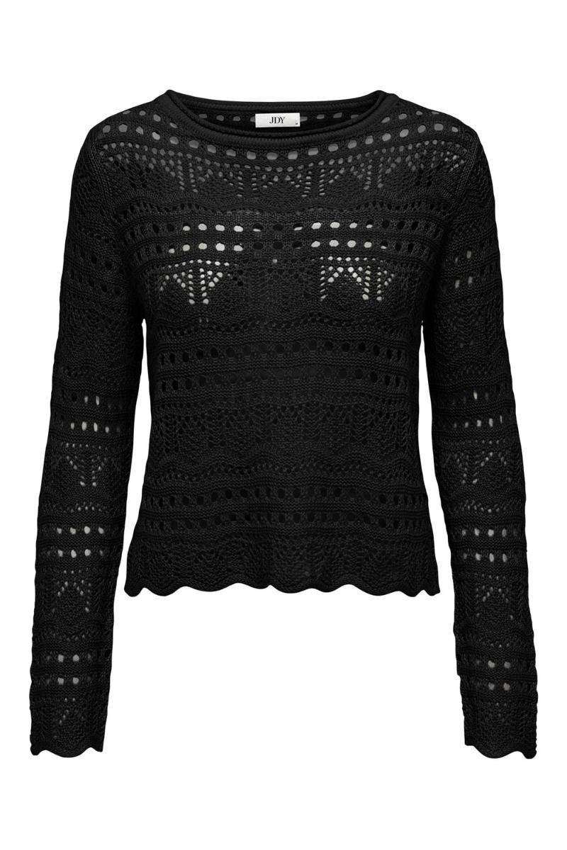 JDY - Bluse - JDY Sun Lay L/S Boatneck Pullover - Black