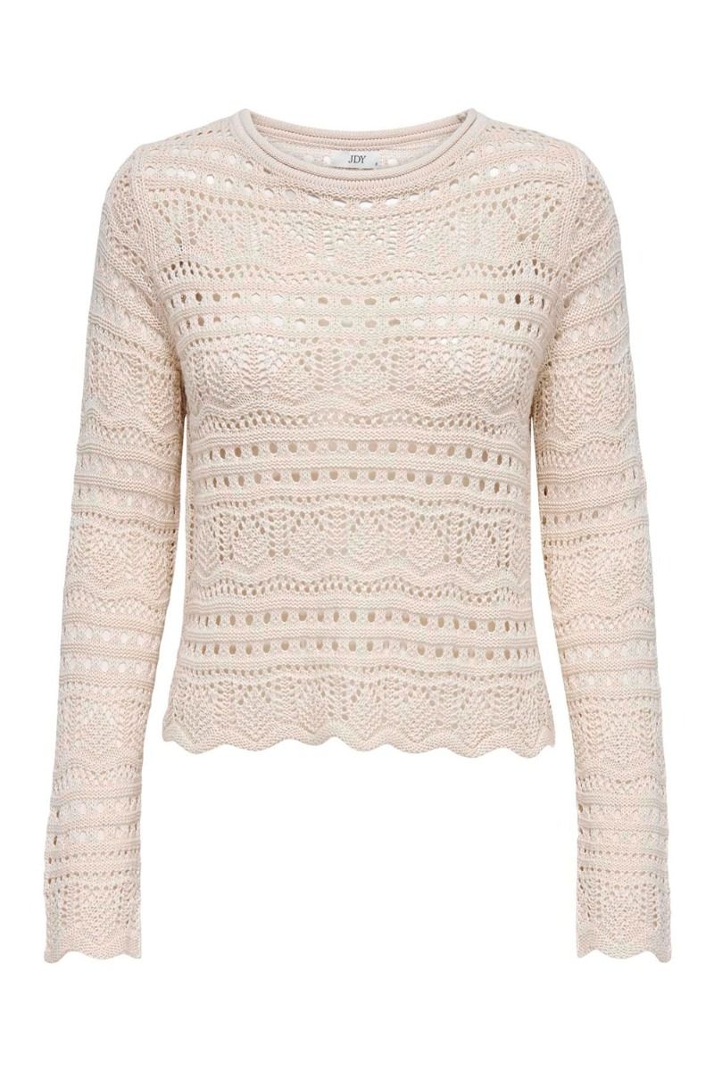 JDY - Bluse - JDY Sun Lay L/S Boatneck Pullover - Tapioca