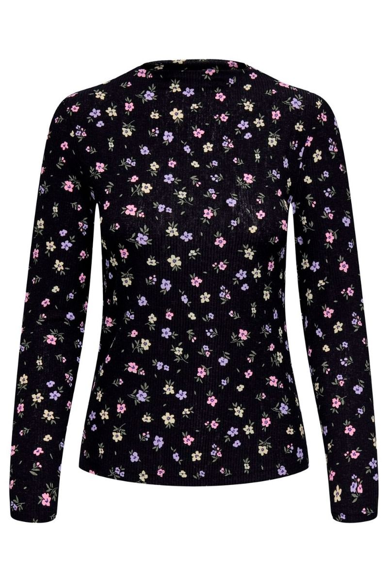 JDY - Bluse - JDY Svan L/S Top - Black/Colour Flower Print