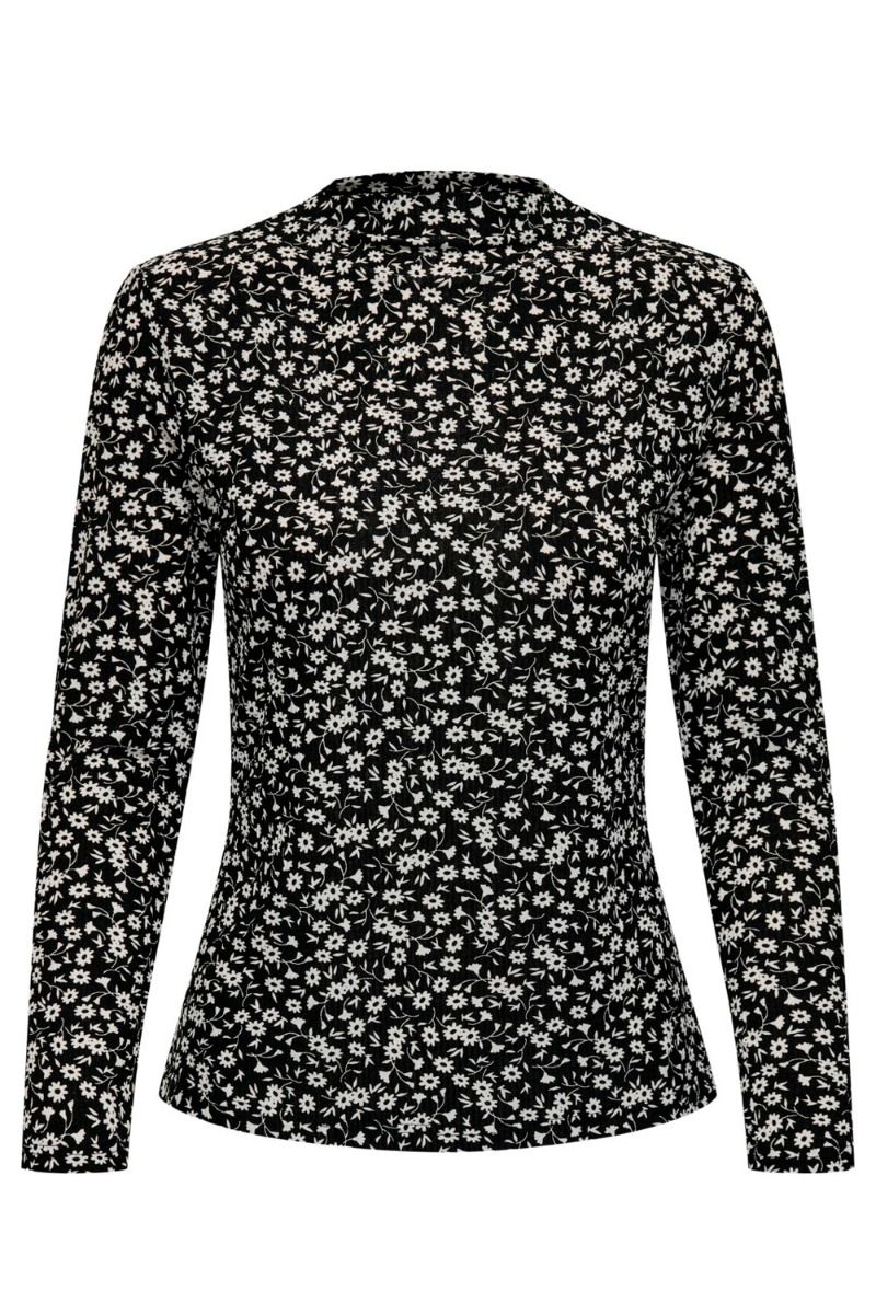 JDY - Bluse - JDY Svan L/S Top - Black/White Flower