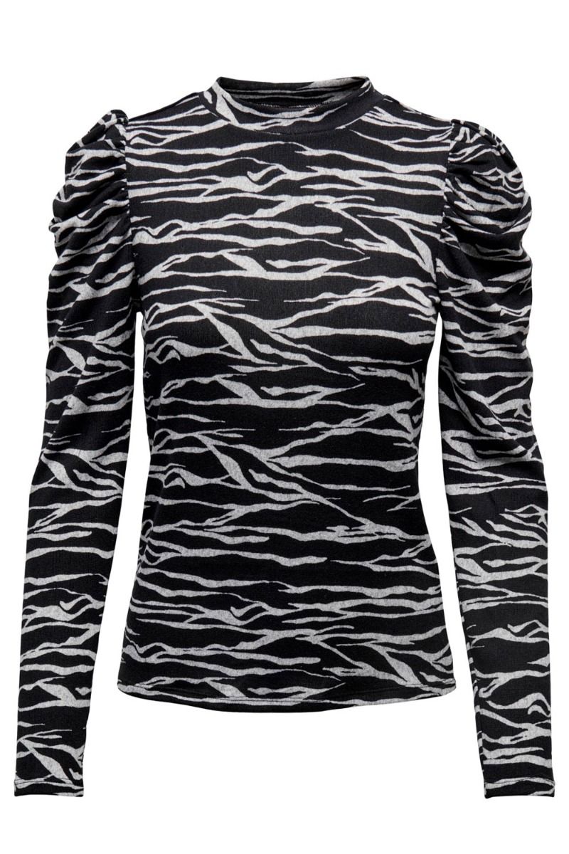 JDY - Bluse - JDY Tonsy Lina L/S Puff Sleeve Top - Light Grey Melange