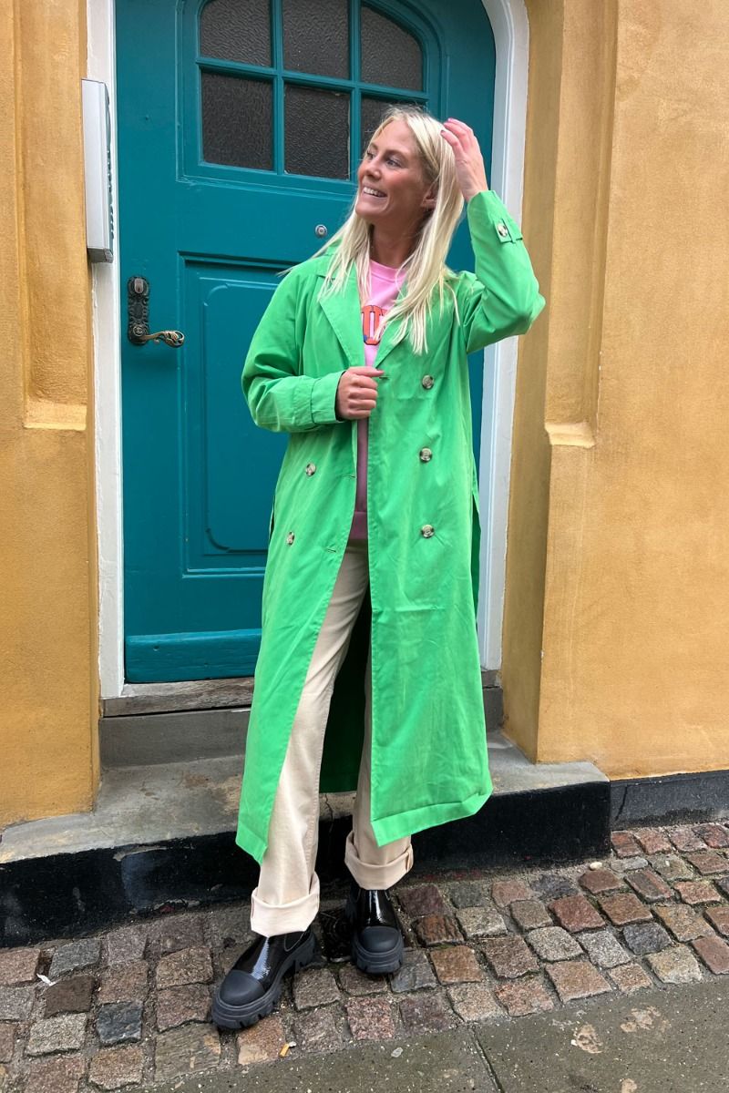 JDY - Jakke - JDY Panther Oversize Trenchcoat - Kelly Green
