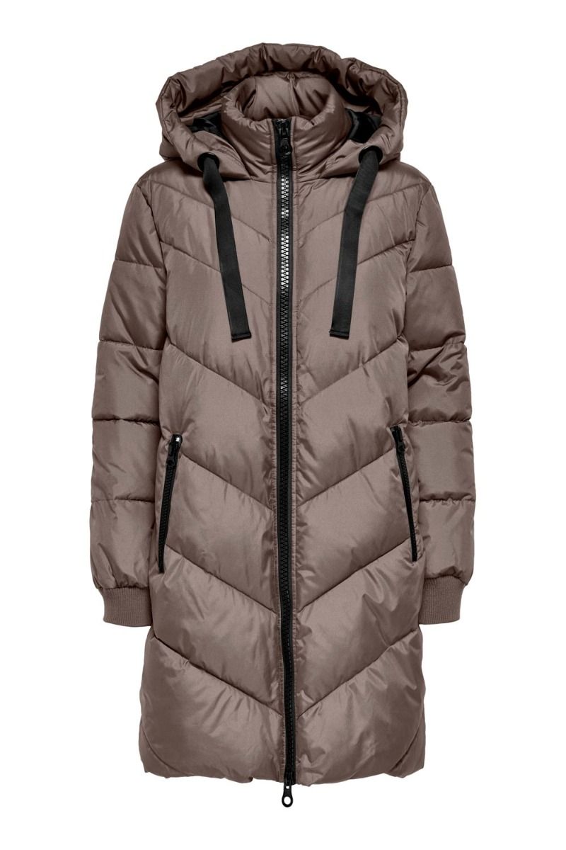 JDY - Jakke - Skylar Padded Hood Jacket - Driftwood