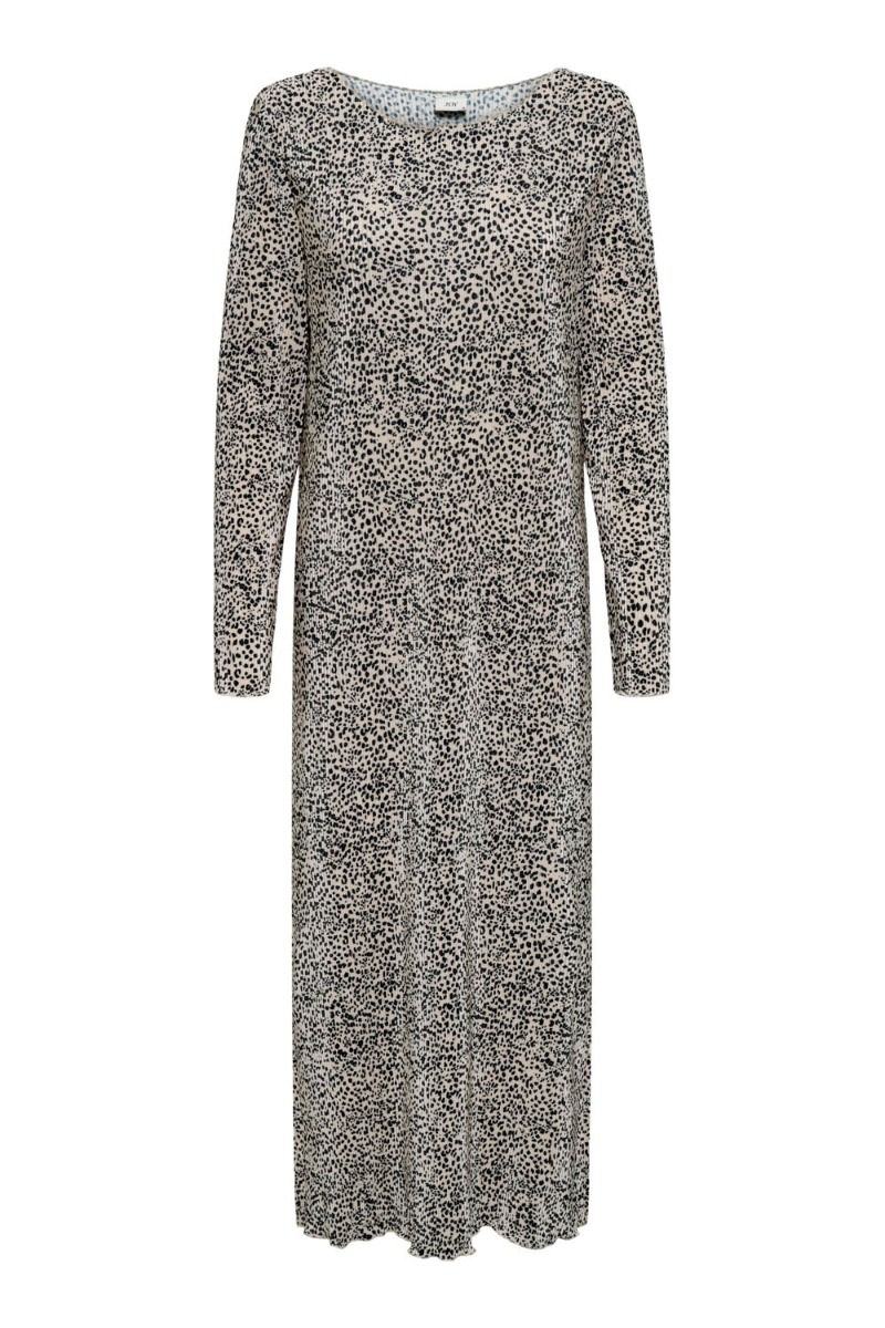 JDY - Kjole - JDY Cita LS Pleated Midi Dress - Tapioca