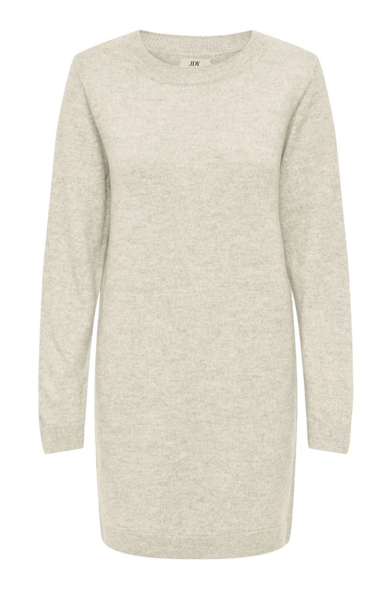 JDY - Kjole - JDY Jenny  LS O-neck short Dress Knt - Oatmeal