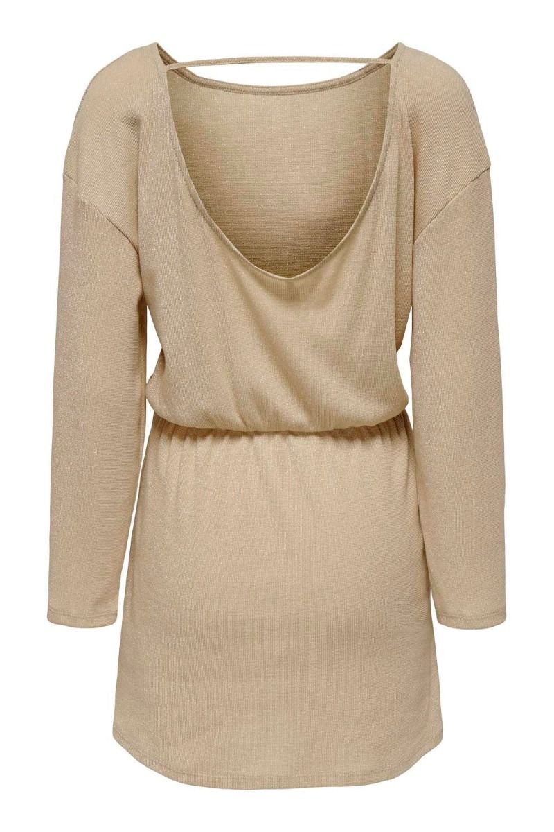 JDY - Kjole - JDY Josefine L/S Open Back Dress - Sandshell