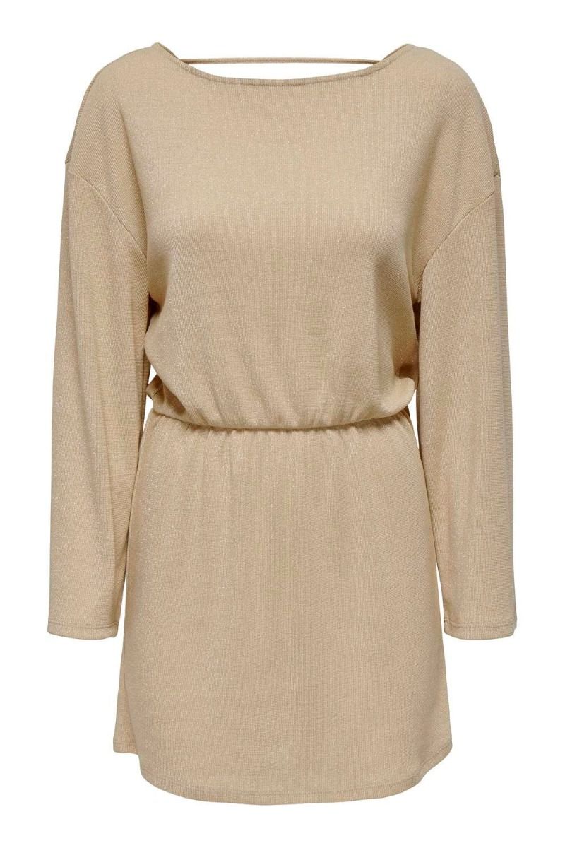 JDY - Kjole - JDY Josefine L/S Open Back Dress - Sandshell