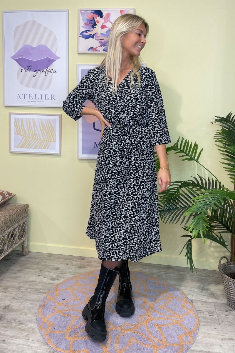 JDY - Kjole - JDY Lion 3/4 Wrap Dress - Black