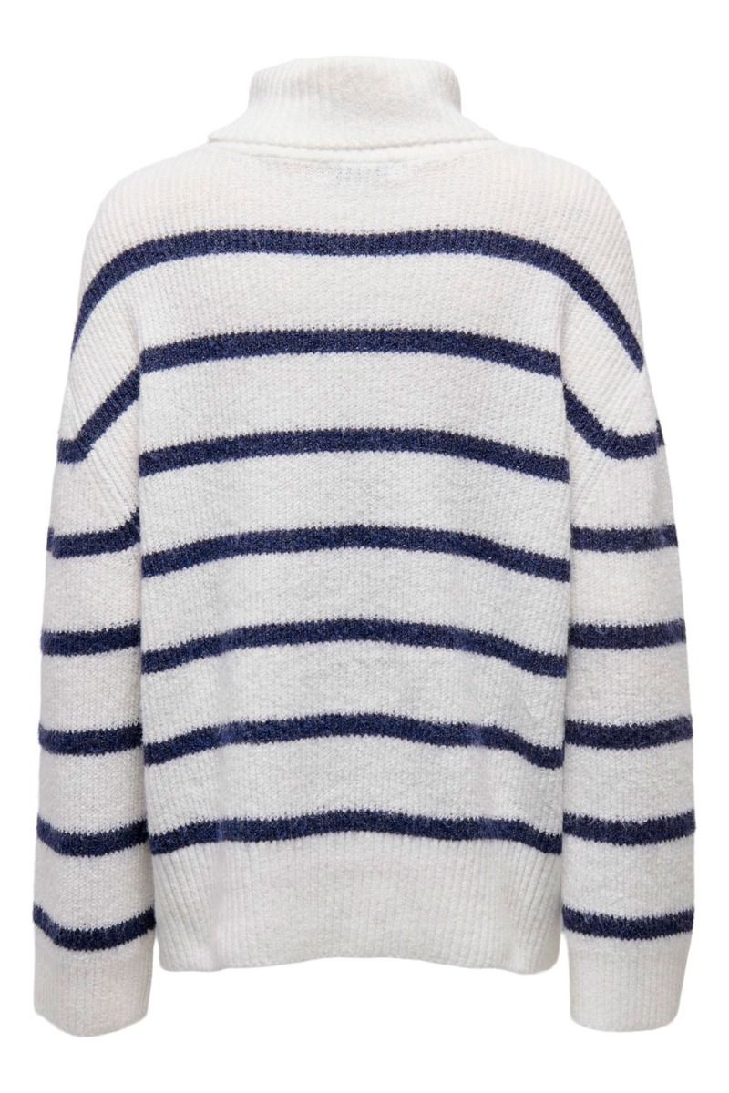 JDY - Strik - JDY Hudson Aya Life L/S Stripe Pull Knit - Cloud Dancer