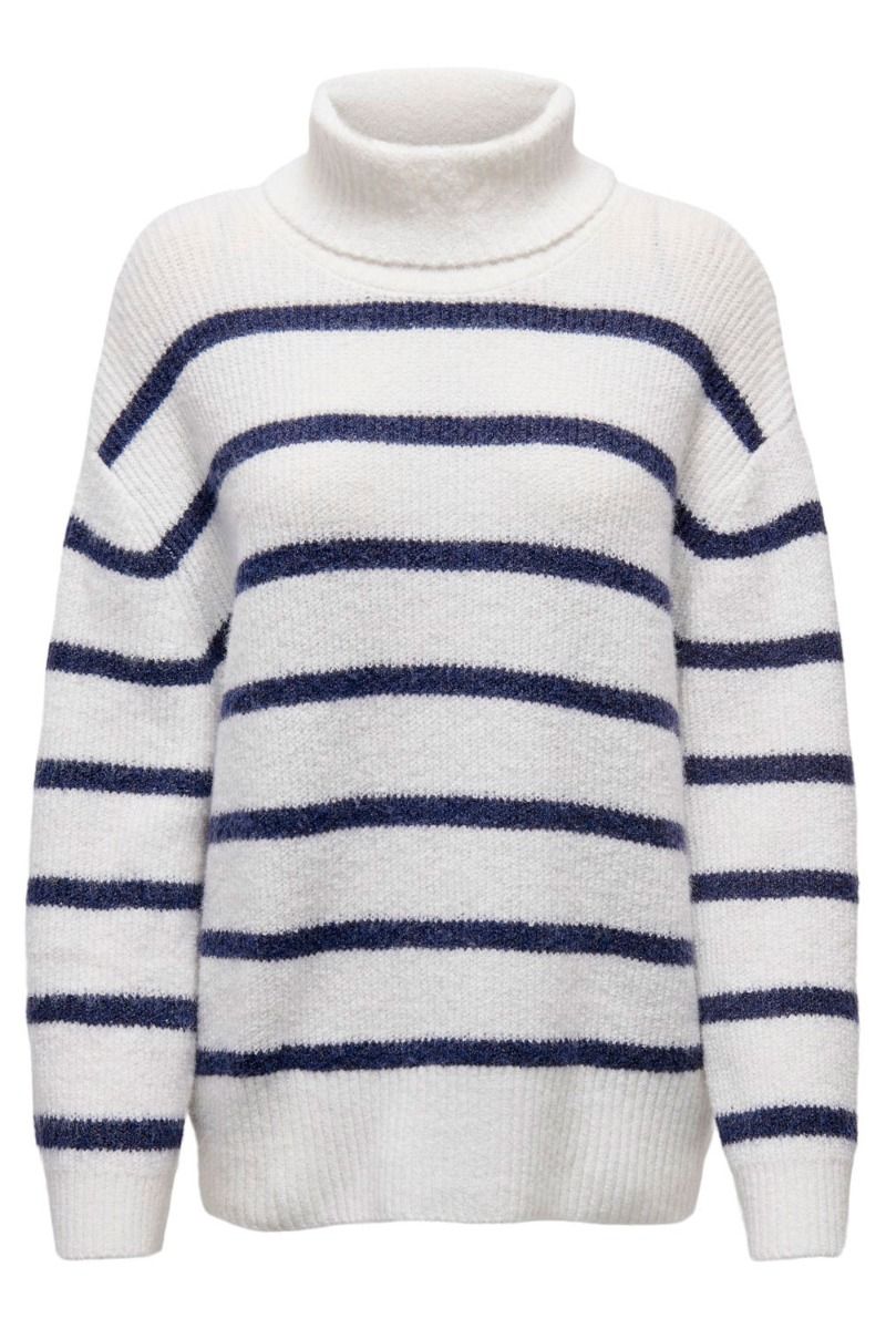 JDY - Strik - JDY Hudson Aya Life L/S Stripe Pull Knit - Cloud Dancer