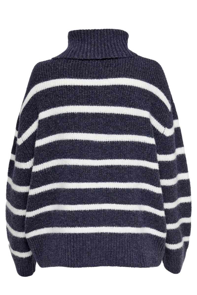 JDY - Strik - JDY Hudson Aya Life L/S Stripe Pull Knit - Sky Captain