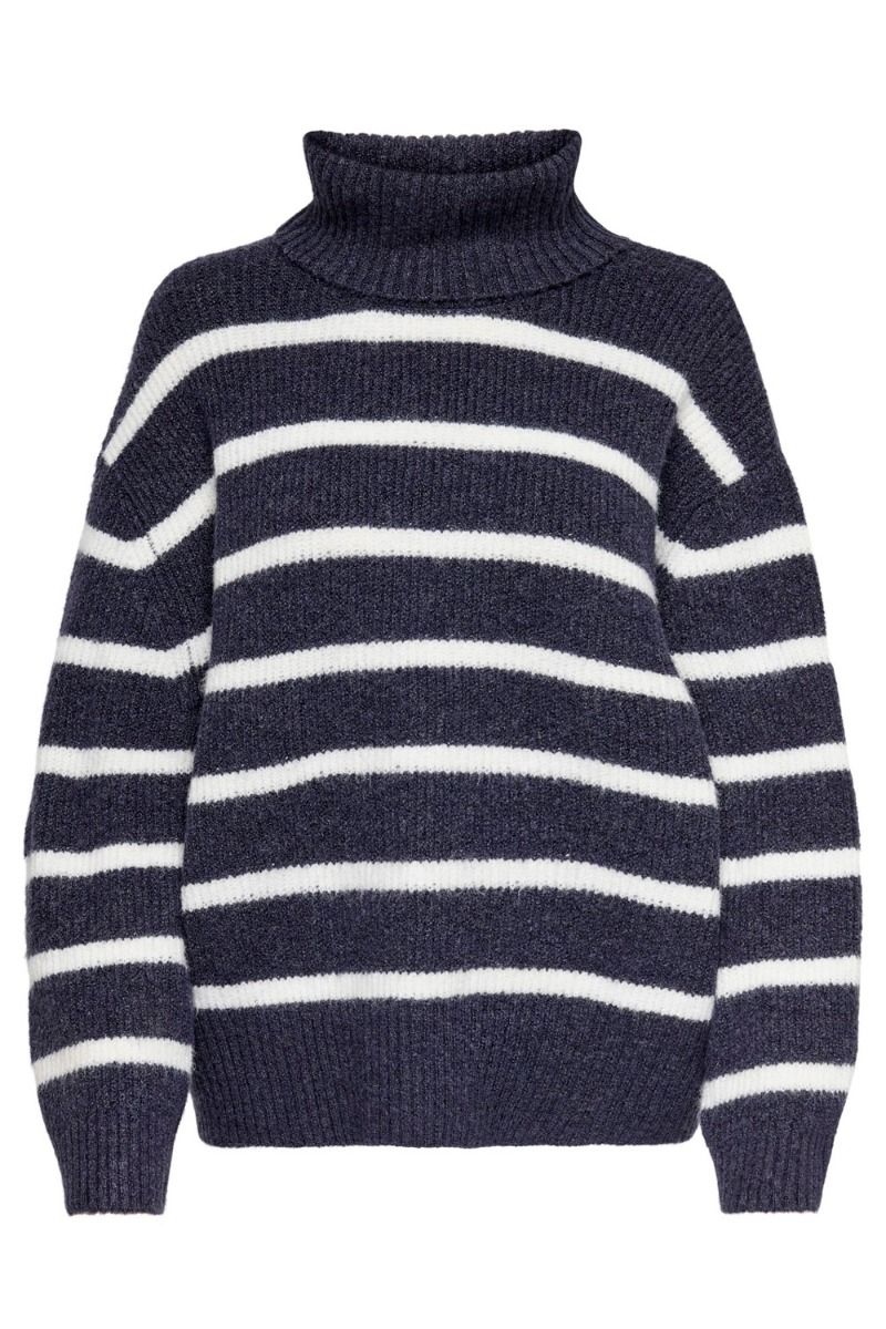 JDY - Strik - JDY Hudson Aya Life L/S Stripe Pull Knit - Sky Captain