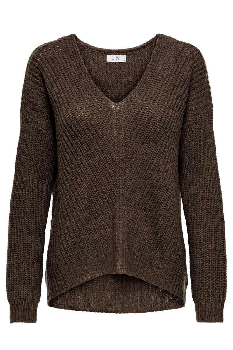 JDY - Strik - JDY New Megan L/S Pullover - Chocolate Brown