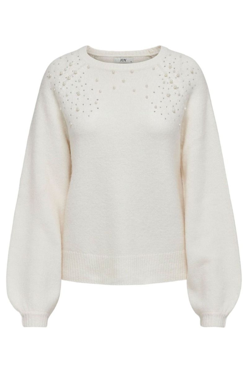 JDY - Strik - JDY Pearl L/S Raglan Pearl Pullover - White
