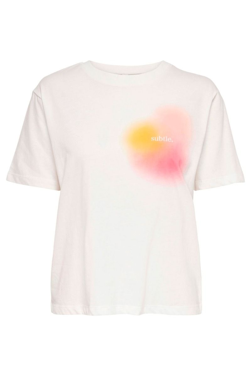 JDY - T-shirt - JDT Vivi Life SS Print Top - Cloud Dancer